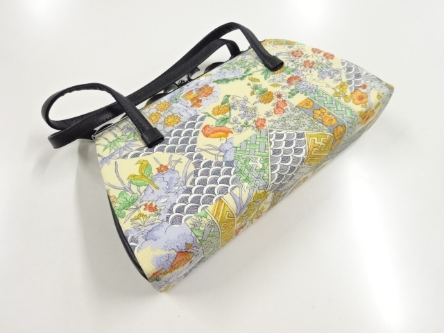 JAPANESE KIMONO / ANTIQUE CLASP BAG / FLOWER & BIRD